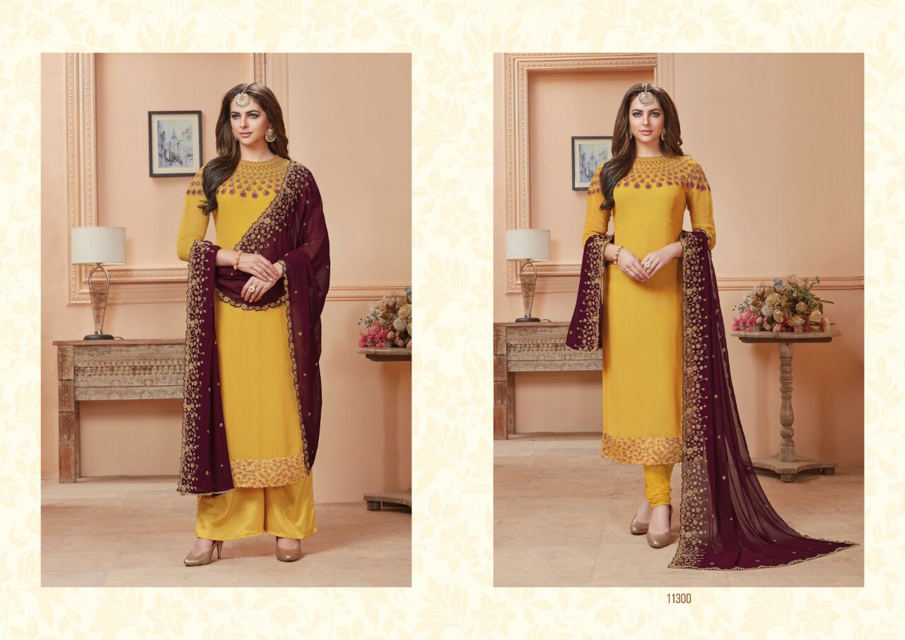 Ruhaab Vol-44 By Shivam Prints 11300 To 11308 Series Beautiful Stylish Fancy Colorful Party Wear & Occasional Wear Mango Georgette Embroidered Dresses At Wholesale Price