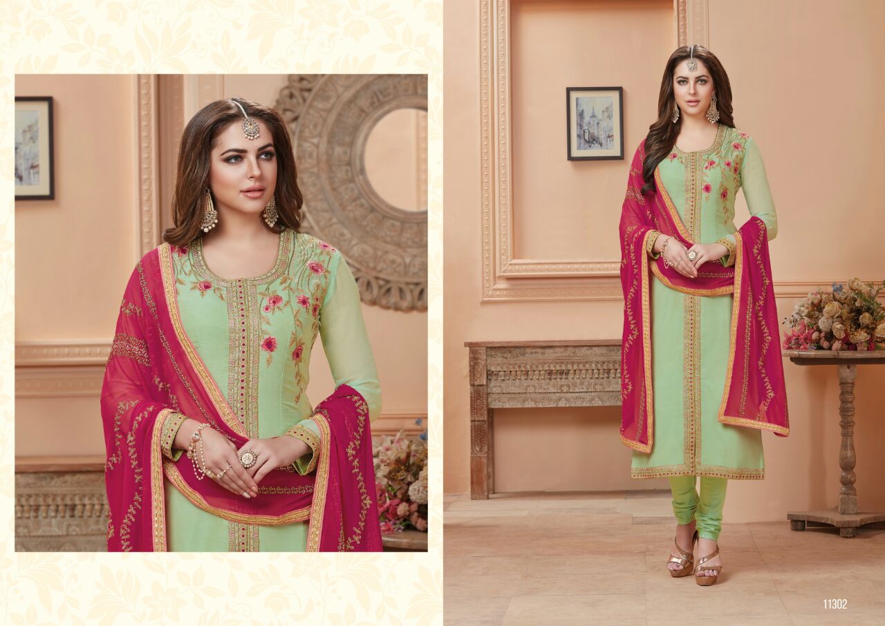 Ruhaab Vol-44 By Shivam Prints 11300 To 11308 Series Beautiful Stylish Fancy Colorful Party Wear & Occasional Wear Mango Georgette Embroidered Dresses At Wholesale Price