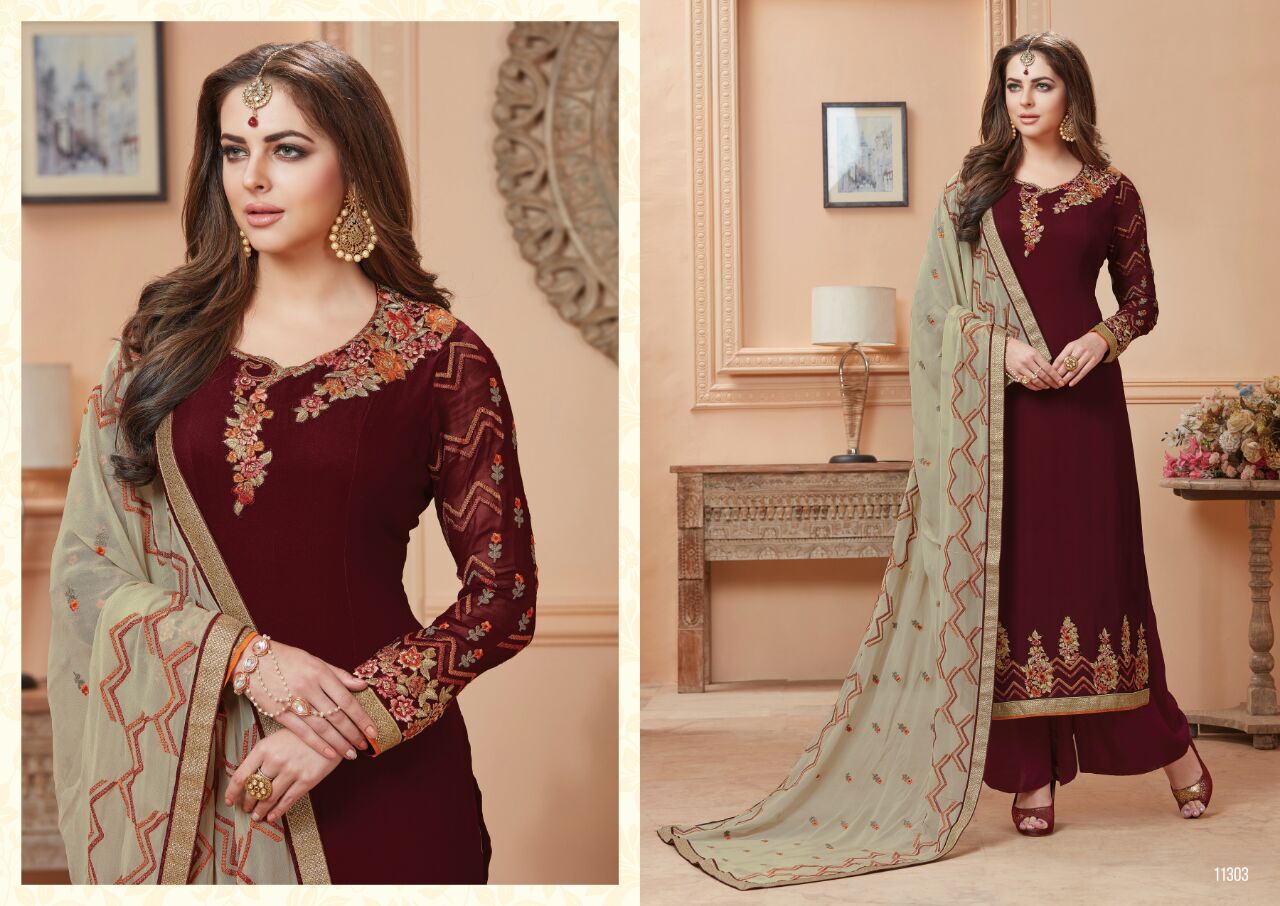 Ruhaab Vol-44 By Shivam Prints 11300 To 11308 Series Beautiful Stylish Fancy Colorful Party Wear & Occasional Wear Mango Georgette Embroidered Dresses At Wholesale Price
