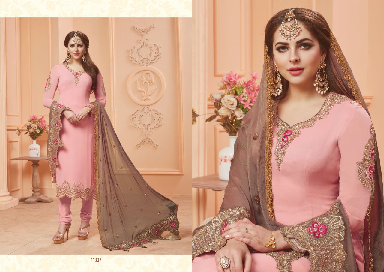 Ruhaab Vol-44 By Shivam Prints 11300 To 11308 Series Beautiful Stylish Fancy Colorful Party Wear & Occasional Wear Mango Georgette Embroidered Dresses At Wholesale Price