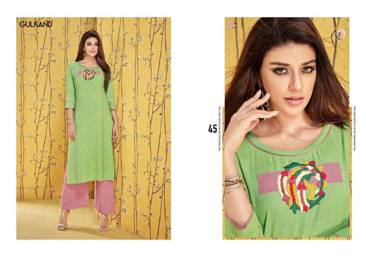Ruhani By Gulkand 45 To 50 Series Beautiful Colorful Stylish Fancy Casual Wear & Ethnic Wear & Ready To Wear Heavy Two Tone Rayon With Palazzo Kurtis At Wholesale Price