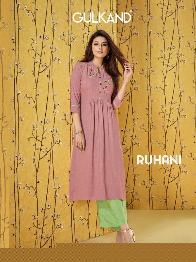 Ruhani By Gulkand 45 To 50 Series Beautiful Colorful Stylish Fancy Casual Wear & Ethnic Wear & Ready To Wear Heavy Two Tone Rayon With Palazzo Kurtis At Wholesale Price