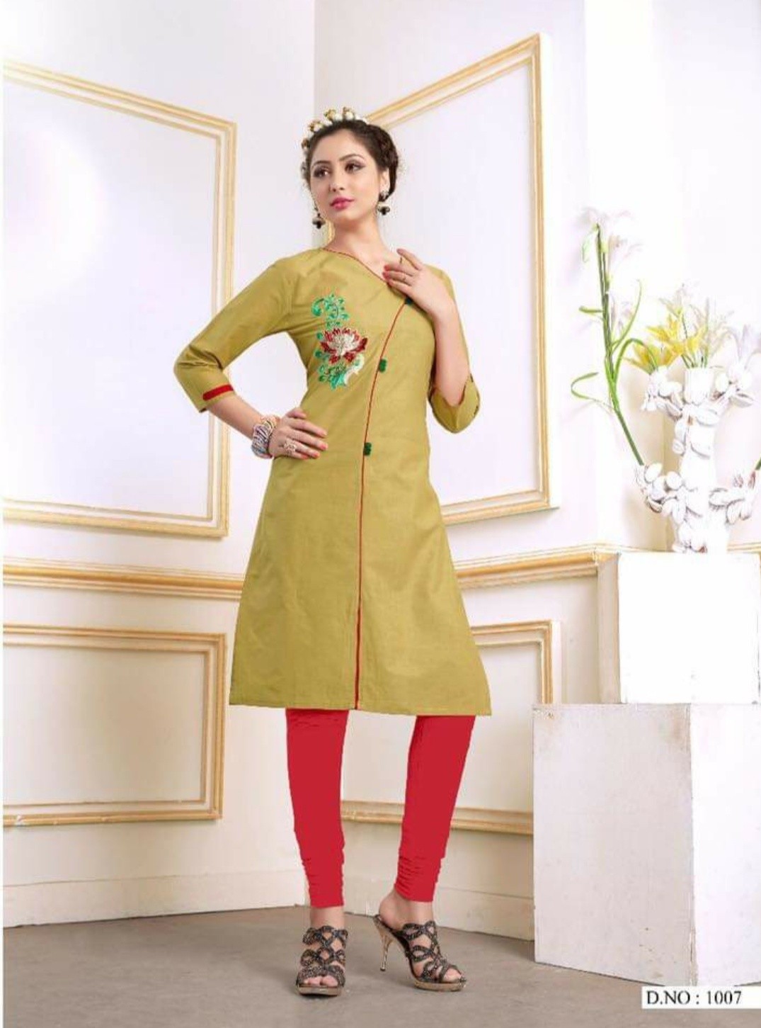Ruhi By Ishaani Lifestyle 1001 To 1010 Series Beautiful Stylish Colorful Fancy Party Wear & Ethnic Wear & Ready To Wear Cotton Slub Kurtis At Wholesale Price