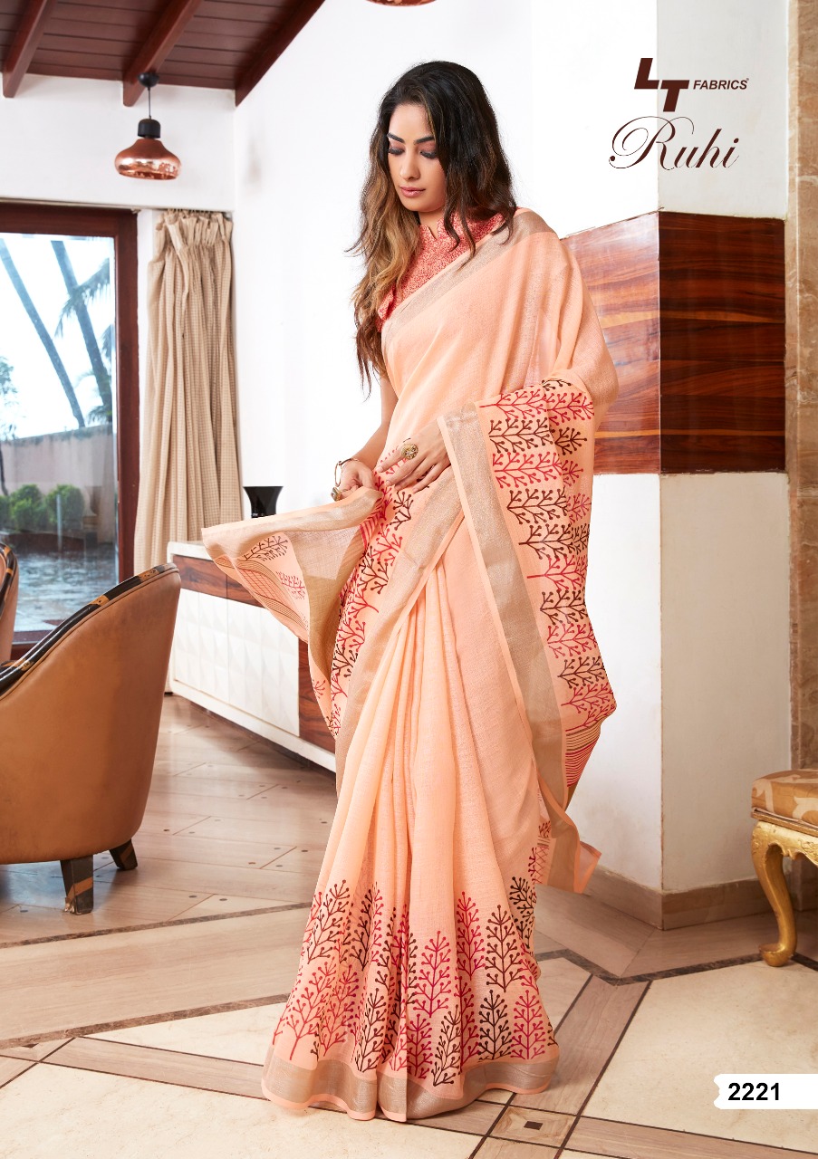 Ruhi Silk By Lt Fabrics 2220 To 2229 Series Indian Traditional Wear Collection Beautiful Stylish Fancy Colorful Party Wear & Occasional Wear Linen Silk Sarees At Wholesale Price