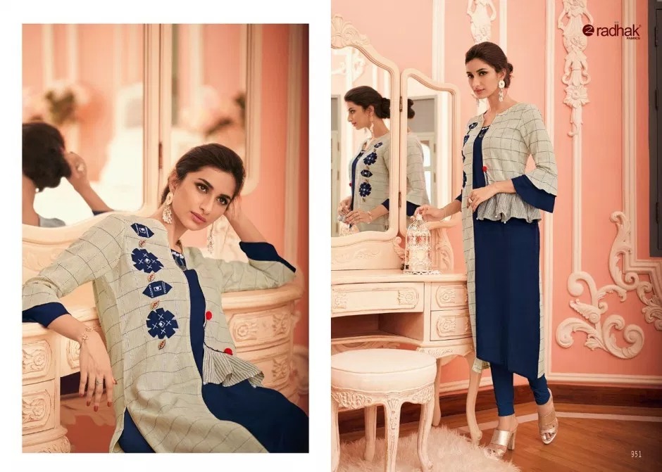 Rukmee Vol-9 By Radhak Fashion 350 To 355 Series Beautiful Stylish Fancy Colorful Casual Wear & Ethnic Wear & Ready To Wear Heavy Rayon Kurtis At Wholesale Price
