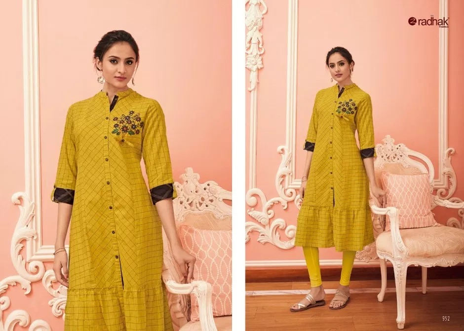 Rukmee Vol-9 By Radhak Fashion 350 To 355 Series Beautiful Stylish Fancy Colorful Casual Wear & Ethnic Wear & Ready To Wear Heavy Rayon Kurtis At Wholesale Price