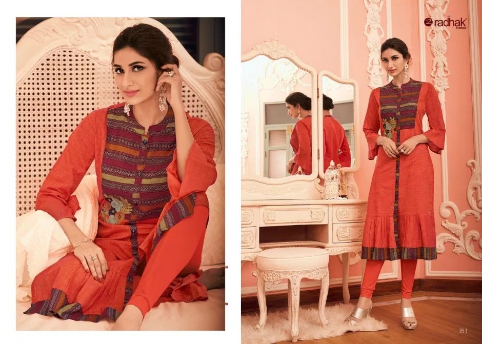 Rukmee Vol-9 By Radhak Fashion 350 To 355 Series Beautiful Stylish Fancy Colorful Casual Wear & Ethnic Wear & Ready To Wear Heavy Rayon Kurtis At Wholesale Price