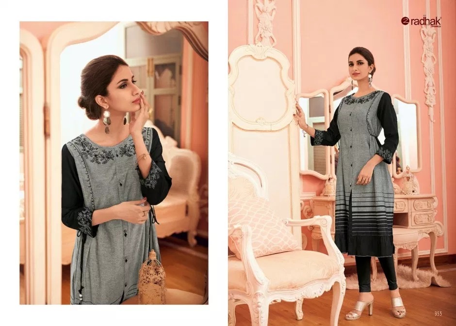 Rukmee Vol-9 By Radhak Fashion 350 To 355 Series Beautiful Stylish Fancy Colorful Casual Wear & Ethnic Wear & Ready To Wear Heavy Rayon Kurtis At Wholesale Price