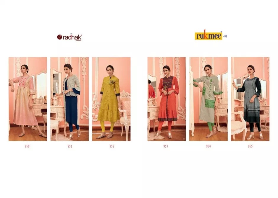 Rukmee Vol-9 By Radhak Fashion 350 To 355 Series Beautiful Stylish Fancy Colorful Casual Wear & Ethnic Wear & Ready To Wear Heavy Rayon Kurtis At Wholesale Price
