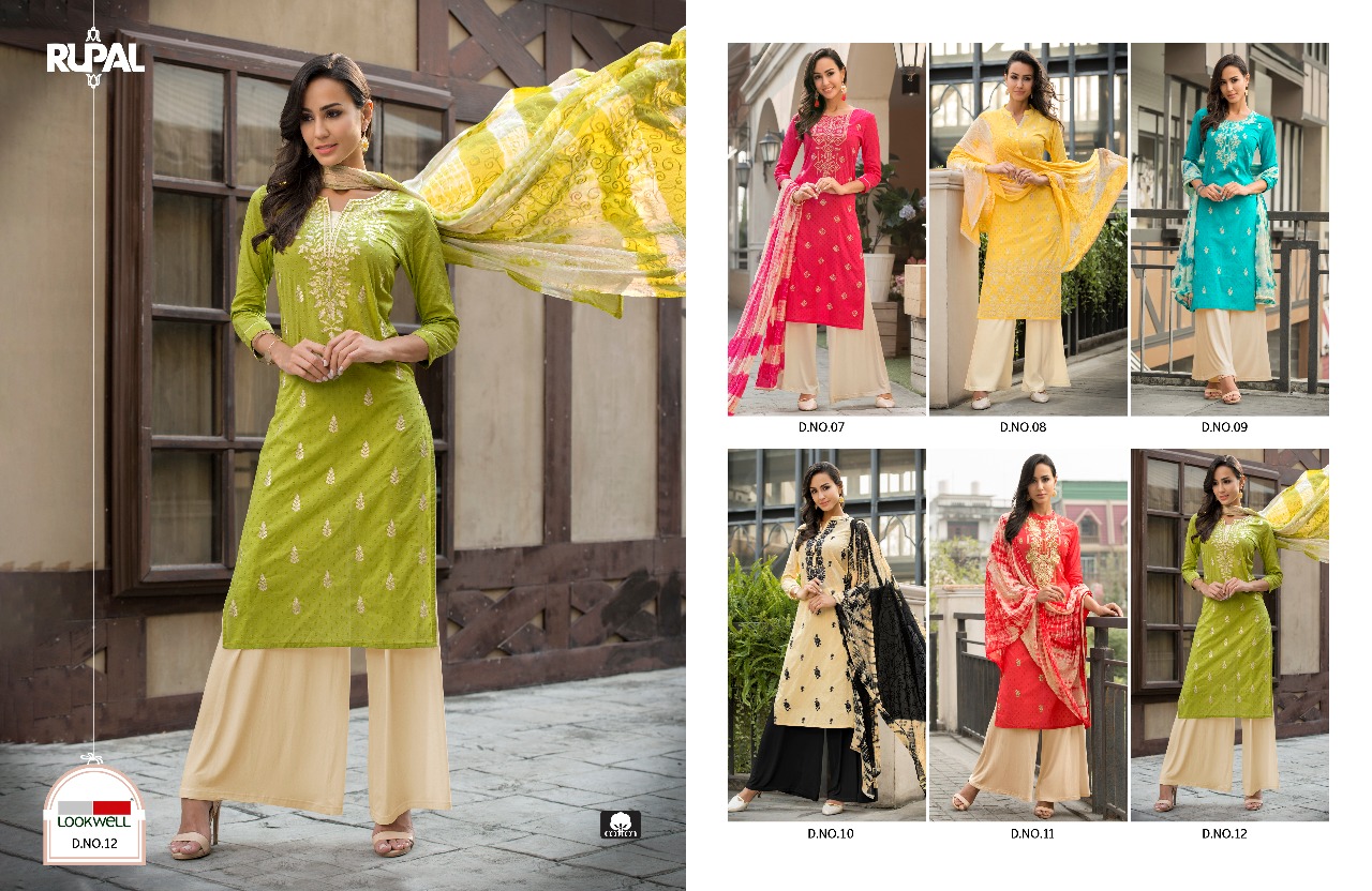 Rupal Vol-2 By Lookwell 07 To 12 Series Beautiful Stylish Fancy Colorful Party Wear & Ethnic Wear Pure Cotton Embroidered Dresses At Wholesale Price