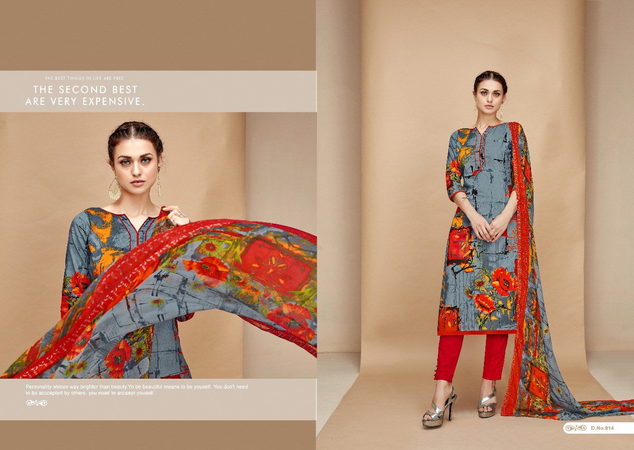Russian By Ganesh Fashion 913 To 922 Series Beautiful Suits Stylish Fancy Colorful Casual Wear & Ethnic Wear Cambric Printed Dresses At Wholesale Price
