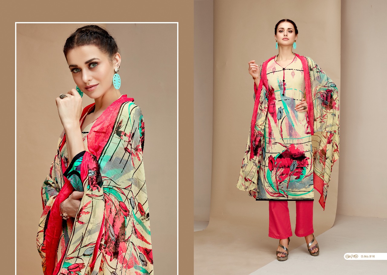 Russian By Ganesh Fashion 913 To 922 Series Beautiful Suits Stylish Fancy Colorful Casual Wear & Ethnic Wear Cambric Printed Dresses At Wholesale Price