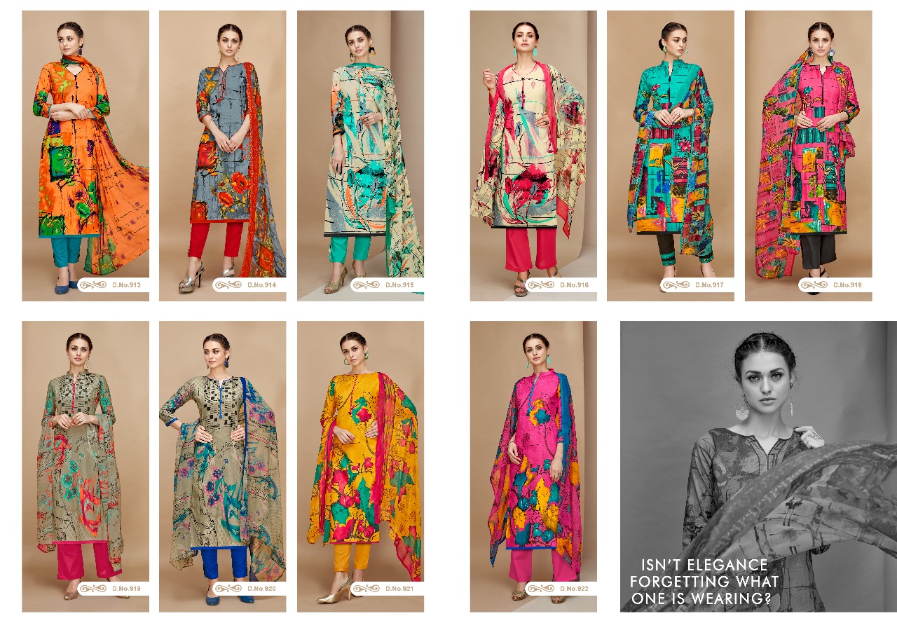 Russian By Ganesh Fashion 913 To 922 Series Beautiful Suits Stylish Fancy Colorful Casual Wear & Ethnic Wear Cambric Printed Dresses At Wholesale Price
