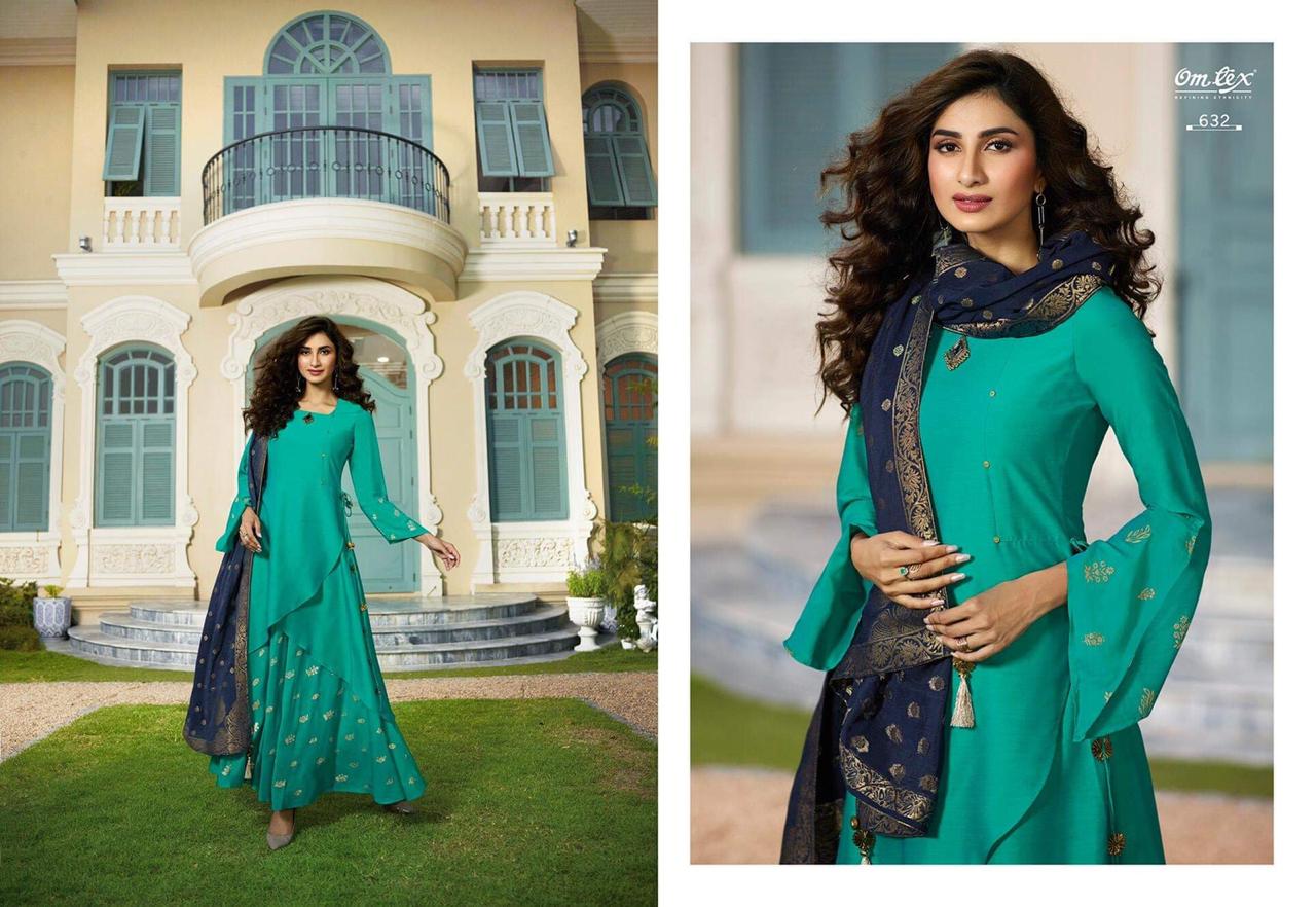Rutwaa By Om Tex 631 To 636 Series Beautiful Stylish Colorful Fancy Party Wear & Ethnic Wear & Ready To Wear Muslin Printed Dresses At Wholesale Price