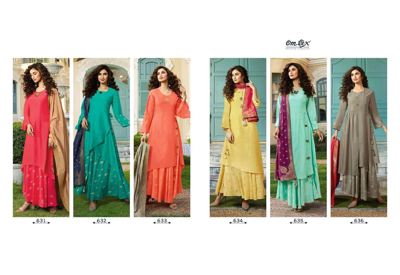 Rutwaa By Om Tex 631 To 636 Series Beautiful Stylish Colorful Fancy Party Wear & Ethnic Wear & Ready To Wear Muslin Printed Dresses At Wholesale Price