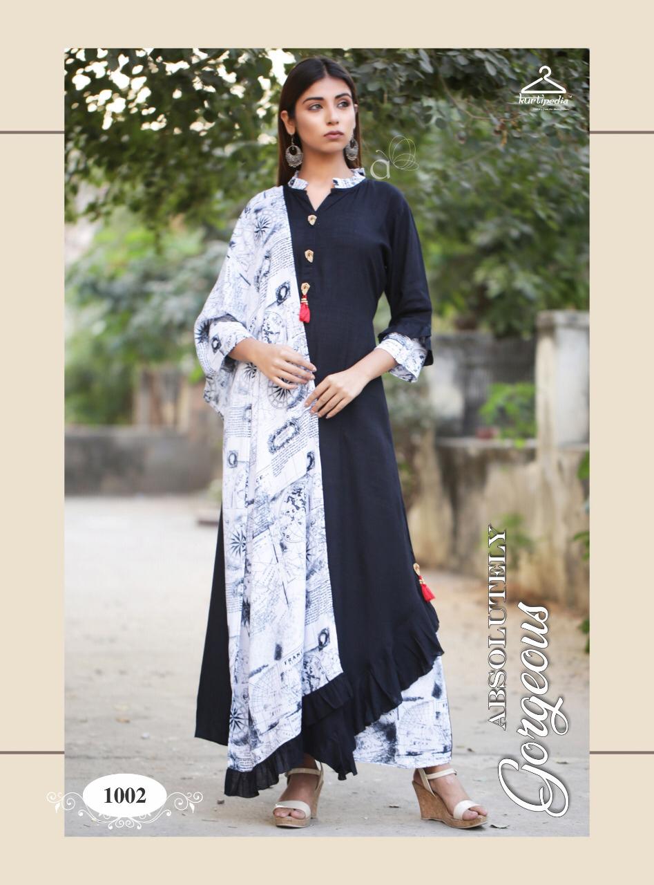 Saadgi By Kurti Pedia 1001 To 1006 Series Beautiful Stylish Colorful Fancy Party Wear & Ethnic Wear & Ready To Wear Rayon Printed Kurtis At Wholesale Price