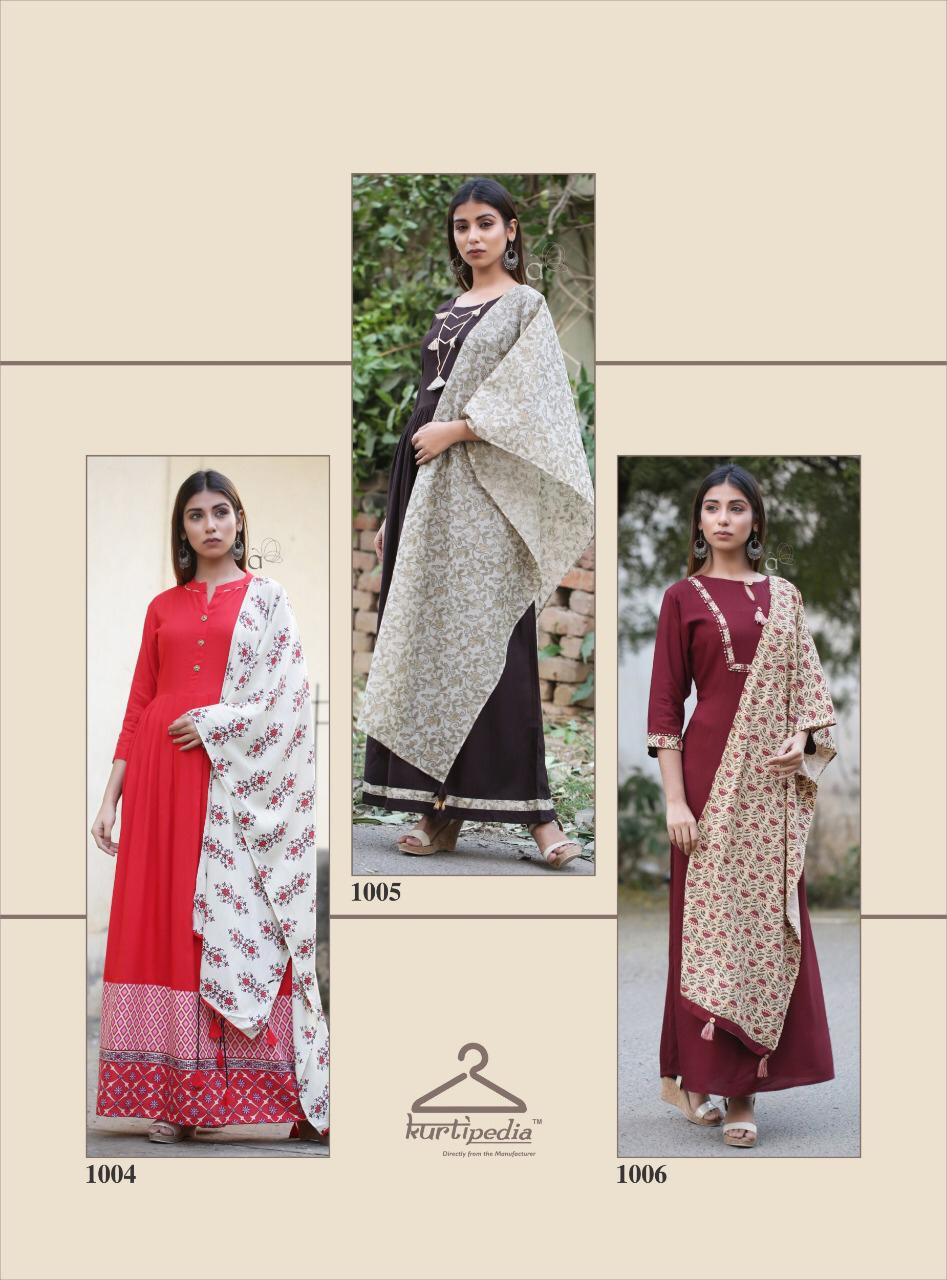 Saadgi By Kurti Pedia 1001 To 1006 Series Beautiful Stylish Colorful Fancy Party Wear & Ethnic Wear & Ready To Wear Rayon Printed Kurtis At Wholesale Price