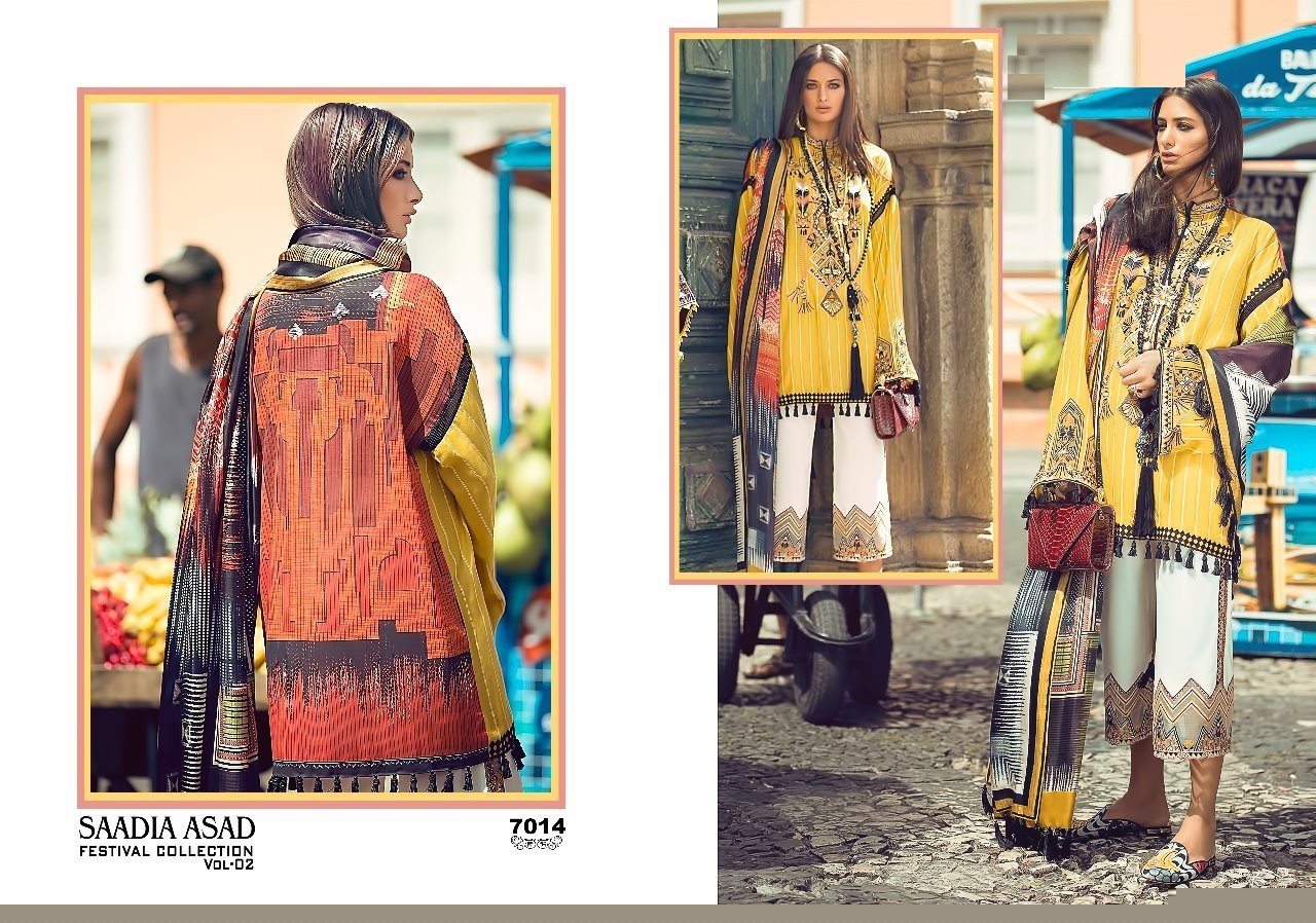 Saadia Asad Festive Collection Vol-2 Nx By Shree Fabs Designer Pakistani Suits Beautiful Fancy Stylish Colorful Party Wear & Occasional Wear Cambric Cotton Print With Embroidery Dresses At Wholesale Price