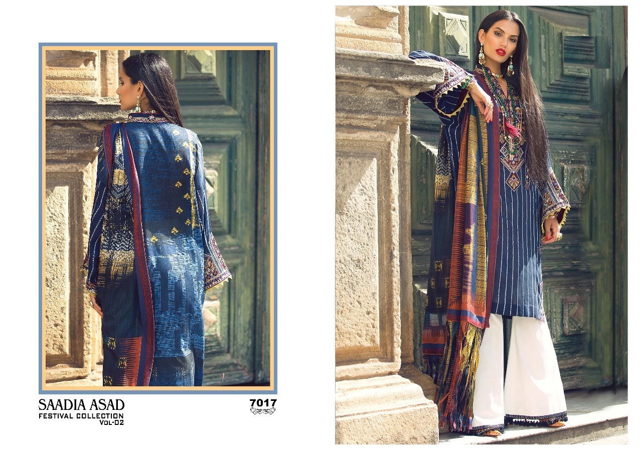 Saadia Asad Festive Collection Vol-2 Nx By Shree Fabs Designer Pakistani Suits Beautiful Fancy Stylish Colorful Party Wear & Occasional Wear Cambric Cotton Print With Embroidery Dresses At Wholesale Price