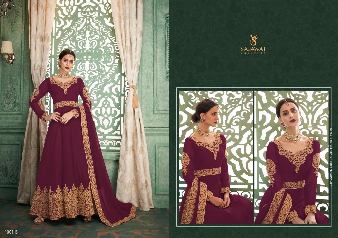 Sahoo By Sajawat Creation 1001-a To 1002-d Series Designer Suits Collection Beautiful Stylish Fancy Colorful Party Wear & Occasional Wear Heavy Faux Georgette With Embroidered Dresses At Wholesale Price
