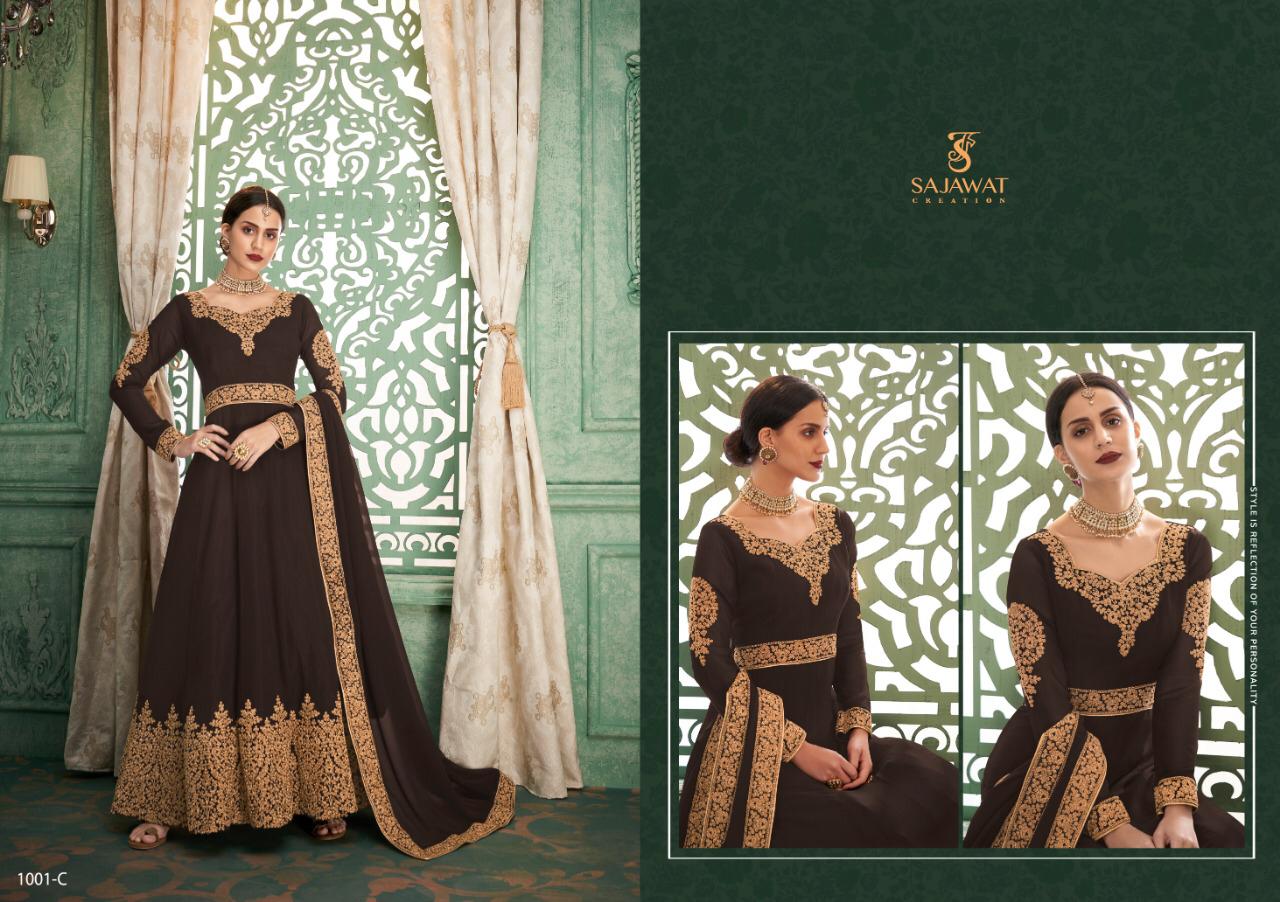 Sahoo By Sajawat Creation 1001-a To 1002-d Series Designer Suits Collection Beautiful Stylish Fancy Colorful Party Wear & Occasional Wear Heavy Faux Georgette With Embroidered Dresses At Wholesale Price