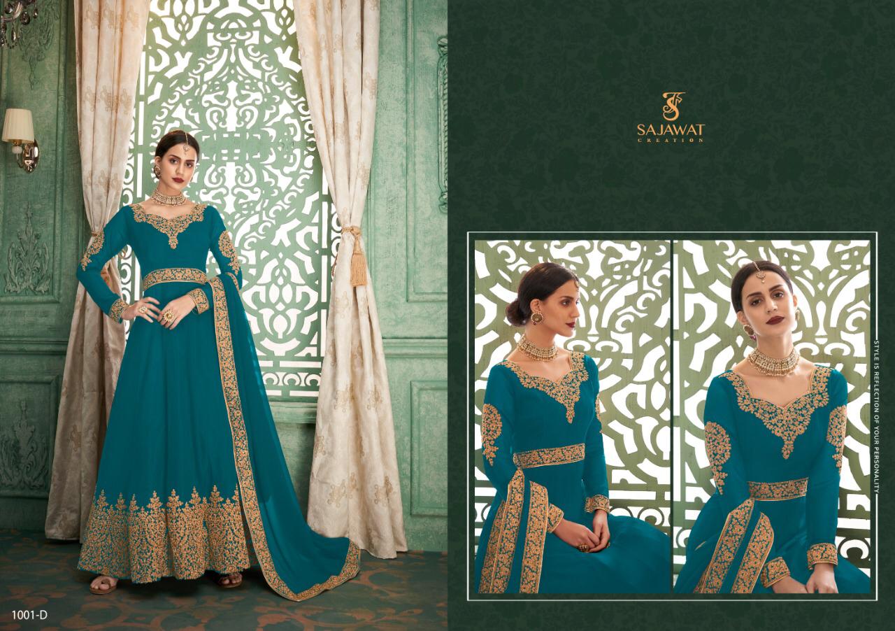 Sahoo By Sajawat Creation 1001-a To 1002-d Series Designer Suits Collection Beautiful Stylish Fancy Colorful Party Wear & Occasional Wear Heavy Faux Georgette With Embroidered Dresses At Wholesale Price