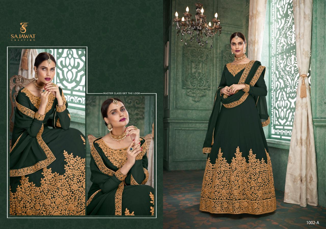 Sahoo By Sajawat Creation 1001-a To 1002-d Series Designer Suits Collection Beautiful Stylish Fancy Colorful Party Wear & Occasional Wear Heavy Faux Georgette With Embroidered Dresses At Wholesale Price