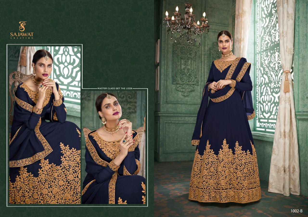 Sahoo By Sajawat Creation 1001-a To 1002-d Series Designer Suits Collection Beautiful Stylish Fancy Colorful Party Wear & Occasional Wear Heavy Faux Georgette With Embroidered Dresses At Wholesale Price
