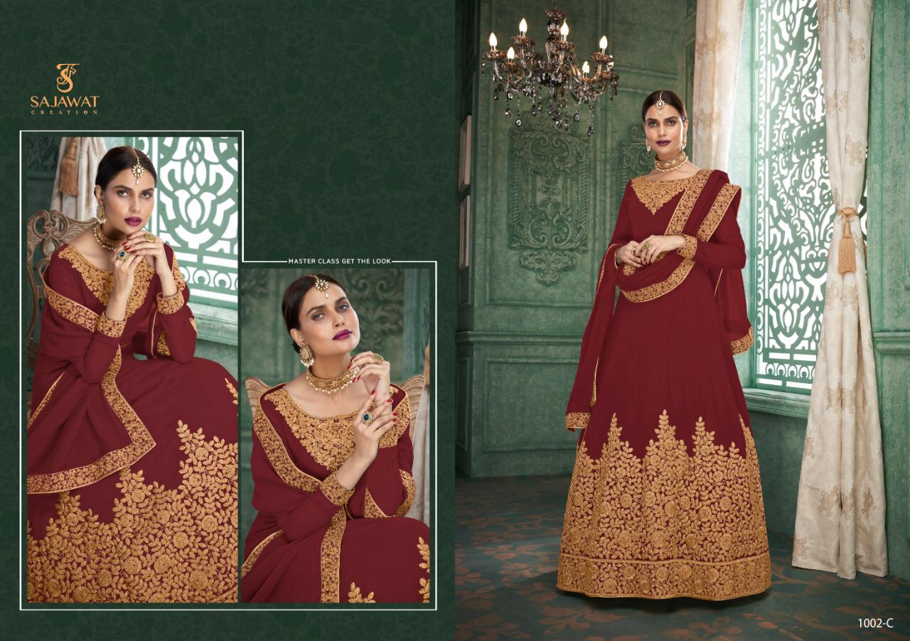 Sahoo By Sajawat Creation 1001-a To 1002-d Series Designer Suits Collection Beautiful Stylish Fancy Colorful Party Wear & Occasional Wear Heavy Faux Georgette With Embroidered Dresses At Wholesale Price