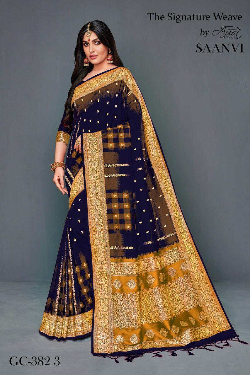 Saanvi By Aura 3821 To 3828 Series Indian Traditional Wear Collection Beautiful Stylish Fancy Colorful Party Wear & Occasional Wear Lichi Silk Printed Sarees At Wholesale Price