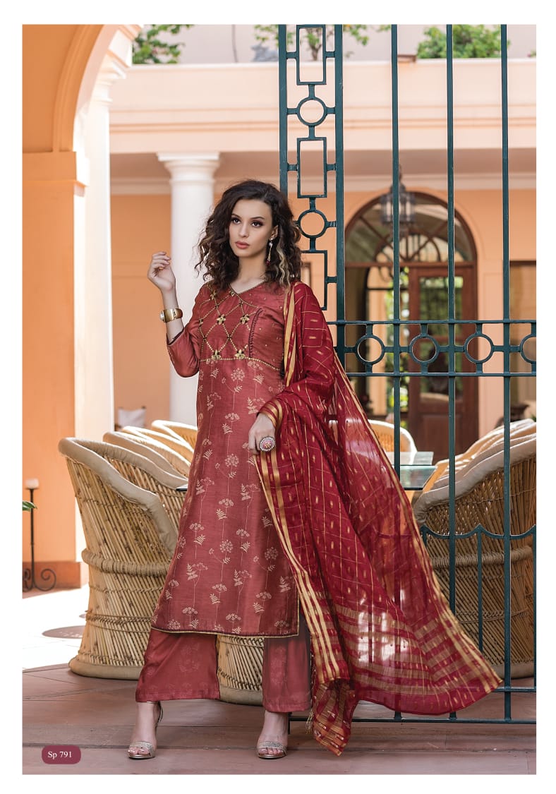 Saarthi By Sri 789 To 796 Series Beautiful Collection Suits Stylish Fancy Colorful Party Wear & Ethnic Wear Chanderi Silk Printed Dresses At Wholesale Price