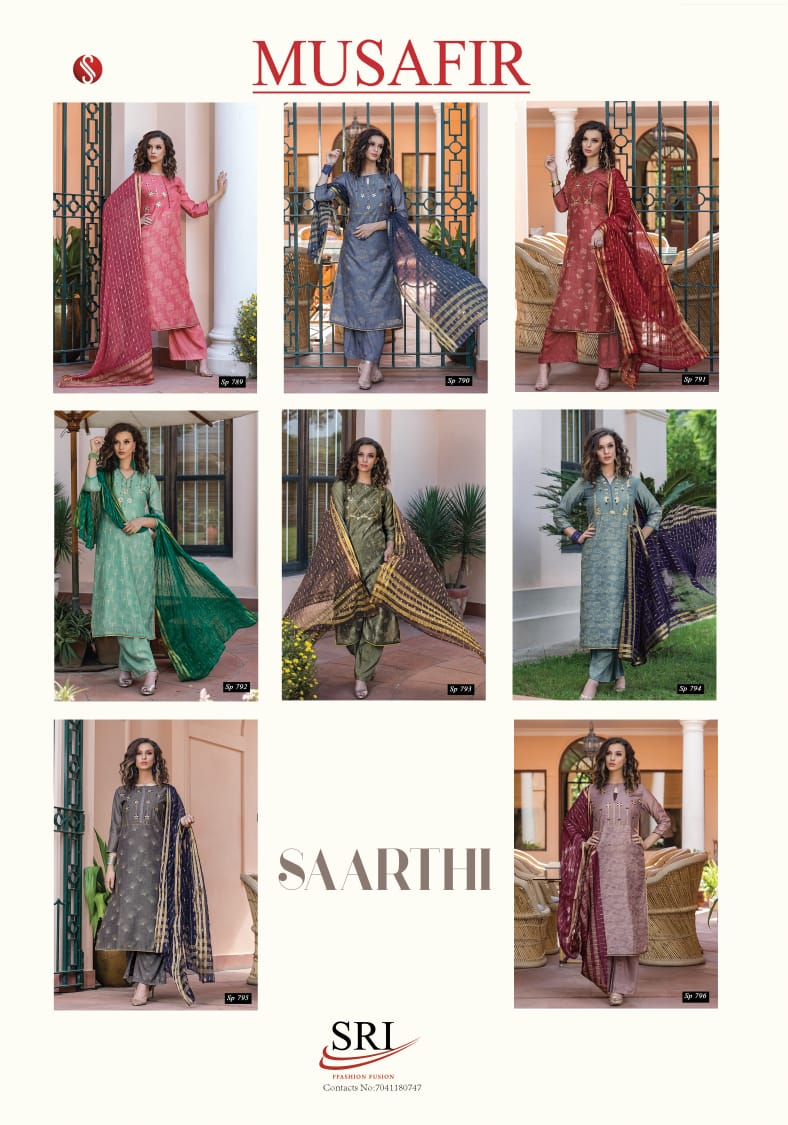 Saarthi By Sri 789 To 796 Series Beautiful Collection Suits Stylish Fancy Colorful Party Wear & Ethnic Wear Chanderi Silk Printed Dresses At Wholesale Price