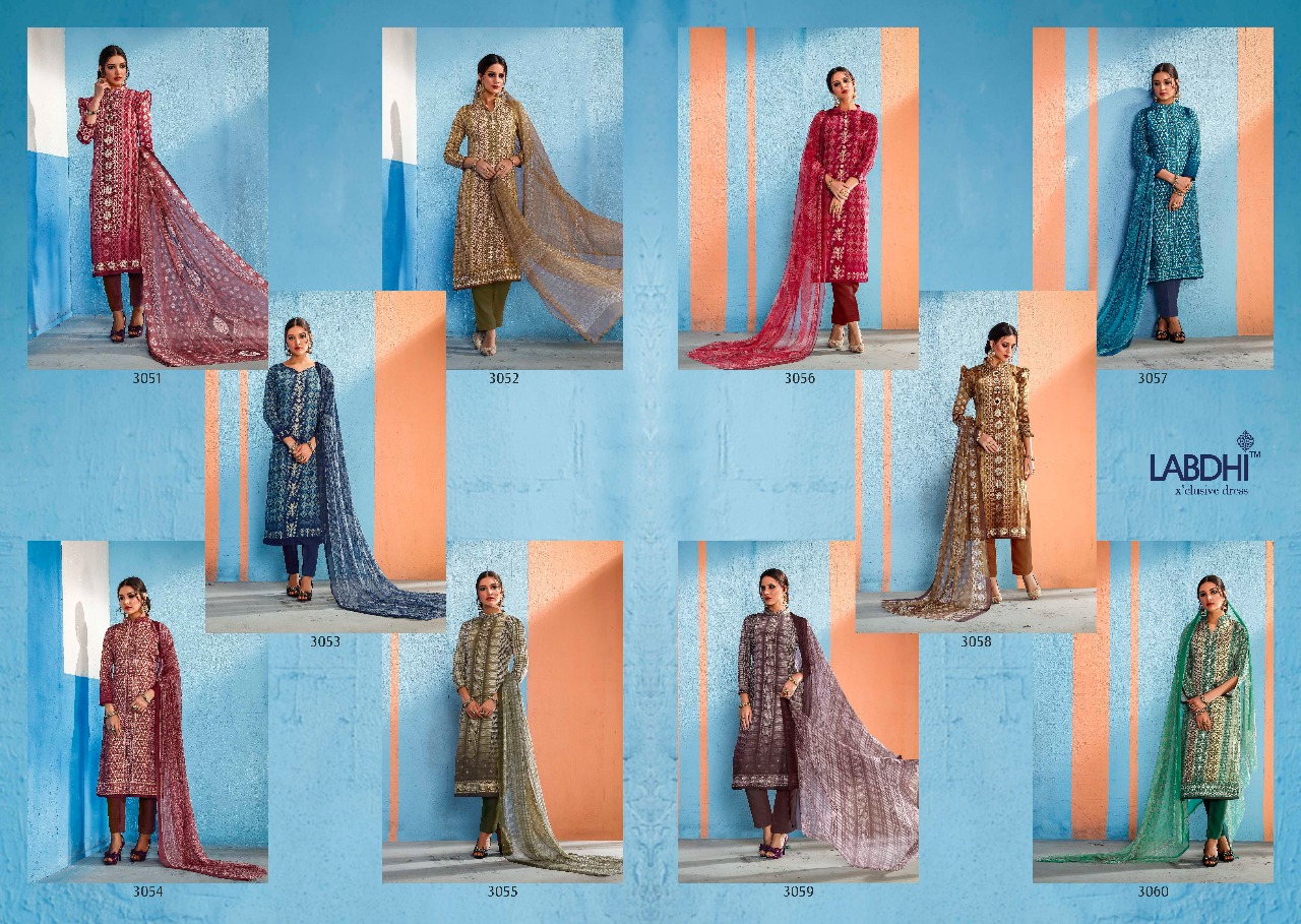 Sabhya By Labdhi 3051 To 3060 Series Beautiful Collection Suits Stylish Fancy Colorful Party Wear & Ethnic Wear Jam Satin Printed Dresses At Wholesale Price