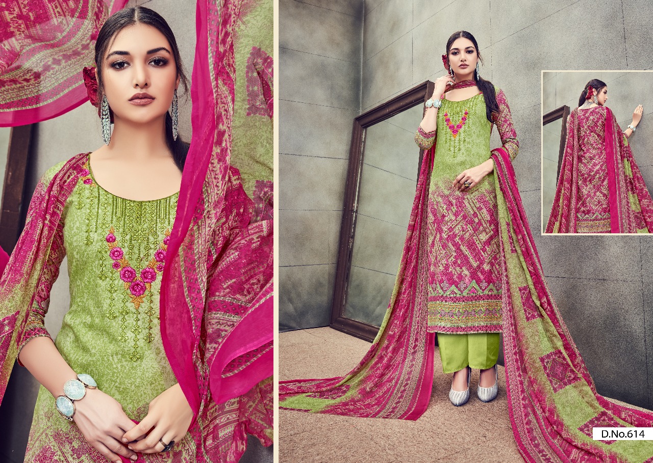 Sabiya By Kalyan Prints 613 To 622 Series Beautiful Stylish Fancy Colorful Casual Wear & Ethnic Wear Collection Pure Cotton Embroidered Dresses At Wholesale Price