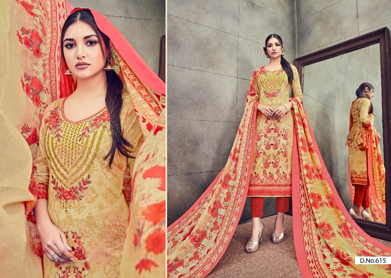 Sabiya By Kalyan Prints 613 To 622 Series Beautiful Stylish Fancy Colorful Casual Wear & Ethnic Wear Collection Pure Cotton Embroidered Dresses At Wholesale Price