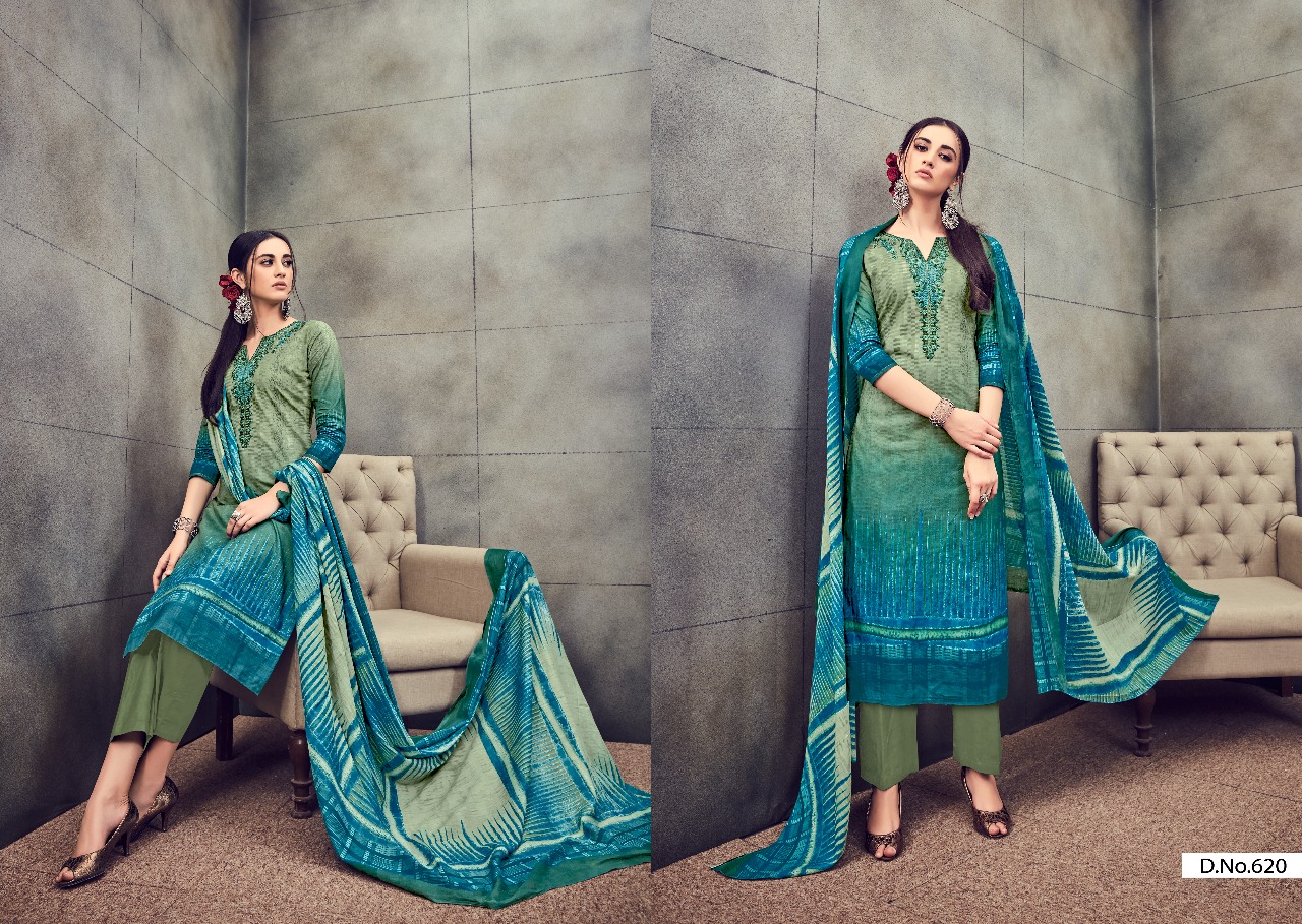 Sabiya By Kalyan Prints 613 To 622 Series Beautiful Stylish Fancy Colorful Casual Wear & Ethnic Wear Collection Pure Cotton Embroidered Dresses At Wholesale Price