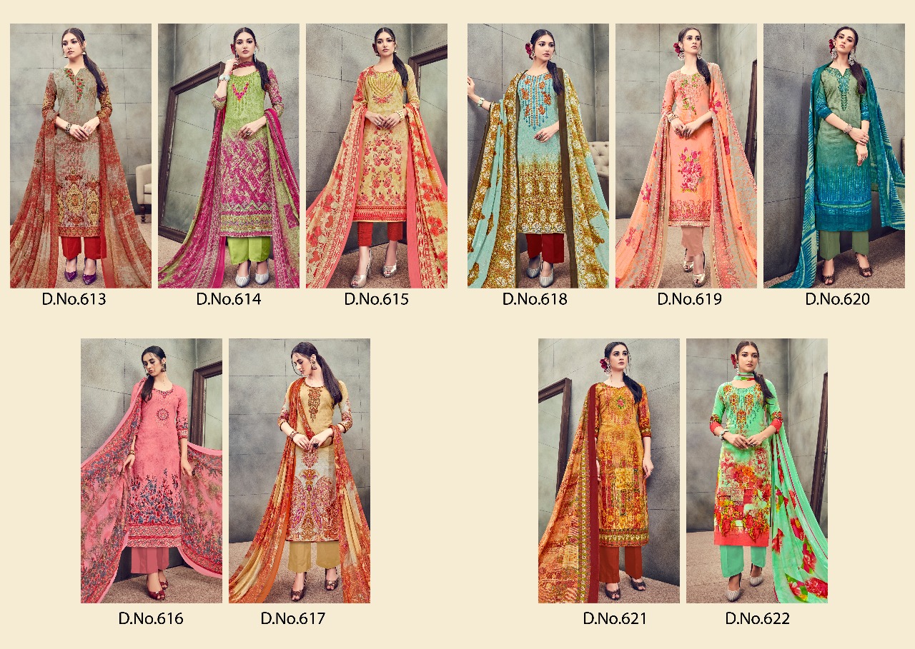 Sabiya By Kalyan Prints 613 To 622 Series Beautiful Stylish Fancy Colorful Casual Wear & Ethnic Wear Collection Pure Cotton Embroidered Dresses At Wholesale Price