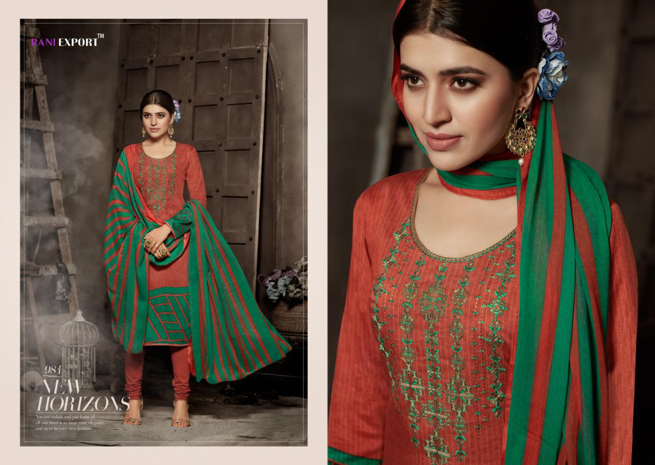 Sabnam Vol-4 By Rani Export 984 To 991 Series Designer Suits Colorful Stylish Fancy Beautiful Collection Casual Wear & Ethnic Wear Pure Jam Cotton Print With Embroidery Dresses At Wholesale Price