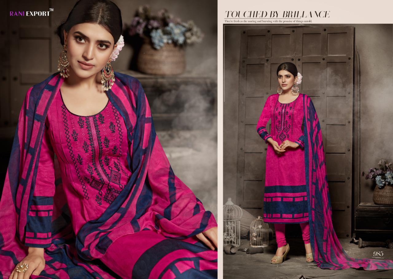 Sabnam Vol-4 By Rani Export 984 To 991 Series Designer Suits Colorful Stylish Fancy Beautiful Collection Casual Wear & Ethnic Wear Pure Jam Cotton Print With Embroidery Dresses At Wholesale Price