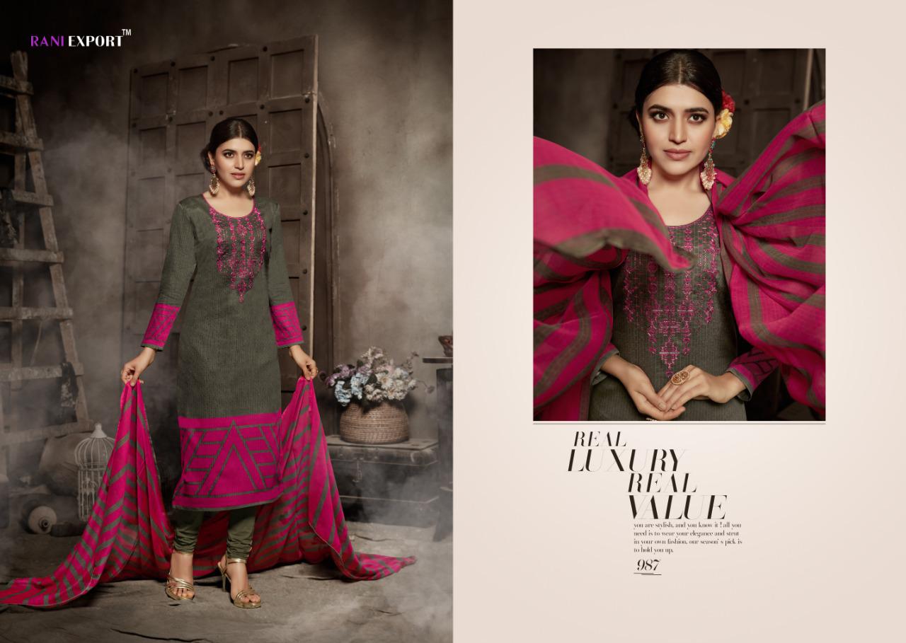 Sabnam Vol-4 By Rani Export 984 To 991 Series Designer Suits Colorful Stylish Fancy Beautiful Collection Casual Wear & Ethnic Wear Pure Jam Cotton Print With Embroidery Dresses At Wholesale Price