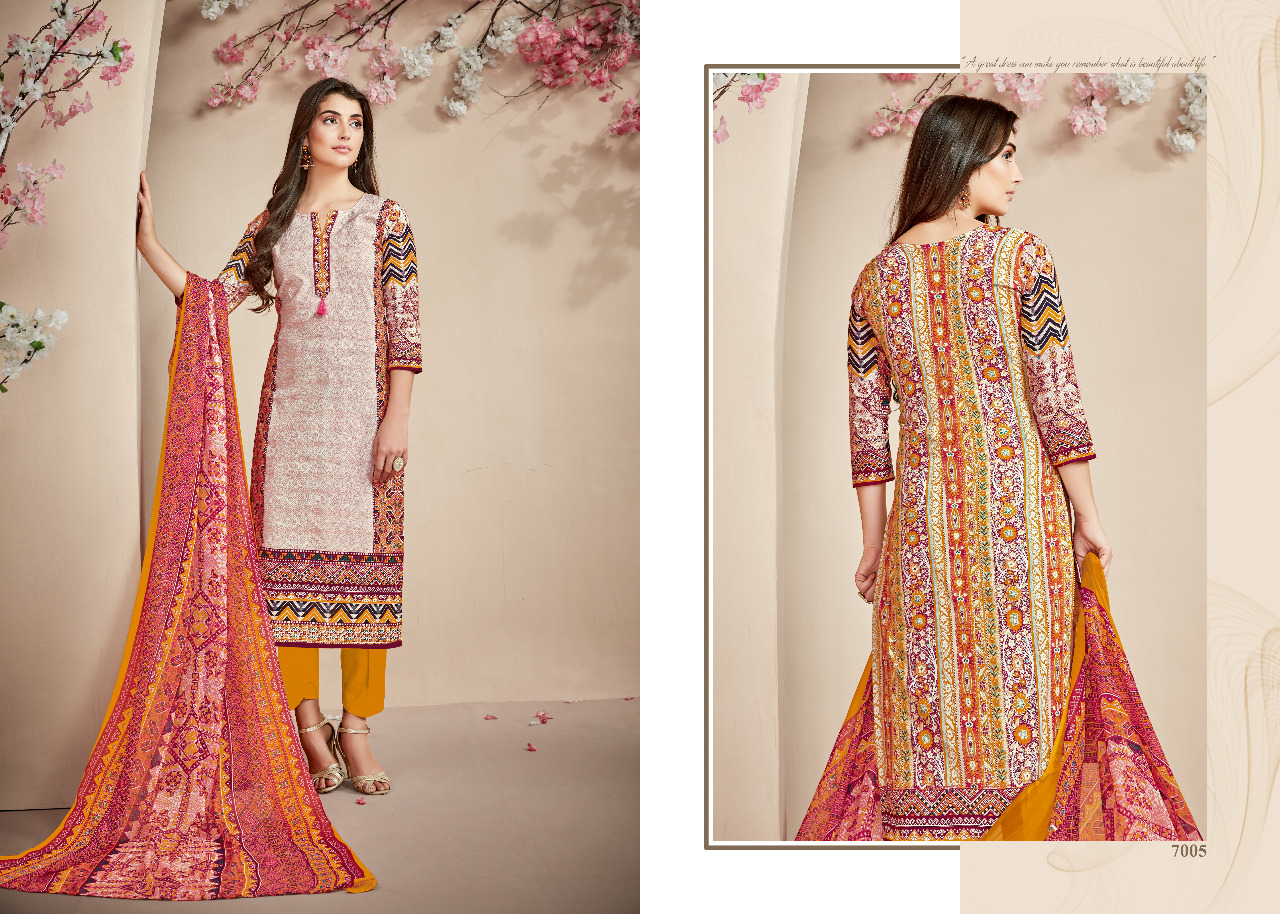 Sabrina By Shri Vijay 7001 To 7008 Series Beautiful Suits Stylish Colorful Fancy Casual Wear & Ethnic Wear Pure Cambric Cotton Printed Dresses At Wholesale Price
