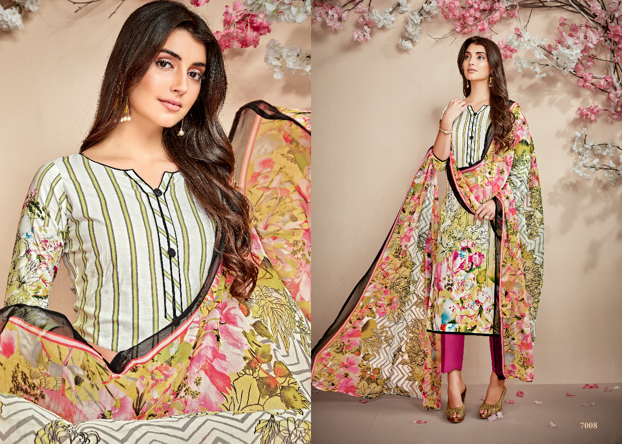 Sabrina By Shri Vijay 7001 To 7008 Series Beautiful Suits Stylish Colorful Fancy Casual Wear & Ethnic Wear Pure Cambric Cotton Printed Dresses At Wholesale Price