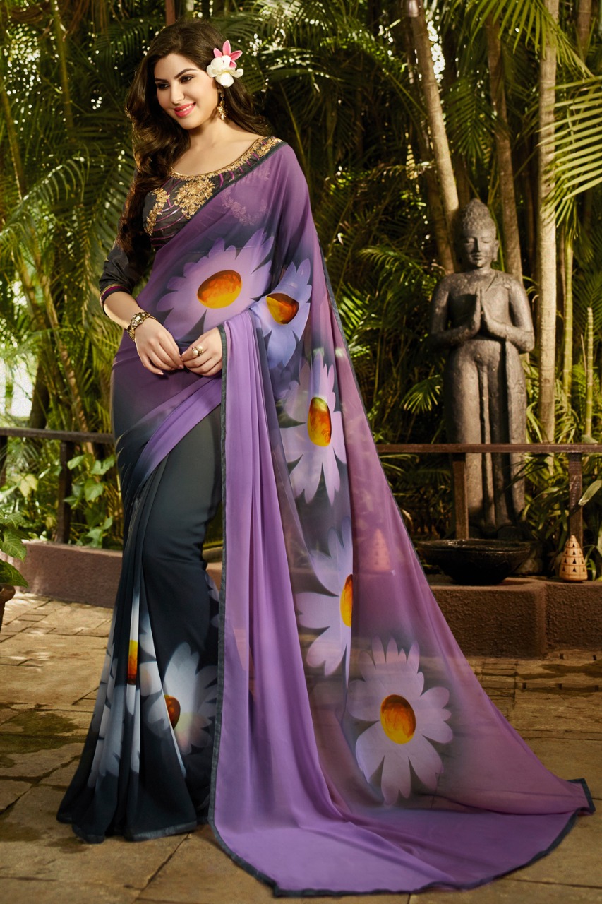 Sabya By Sanskar Tex Print Indian Traditional Wear Collection Beautiful Stylish Fancy Colorful Party Wear & Occasional Wear Georgette Printed Sarees At Wholesale Price