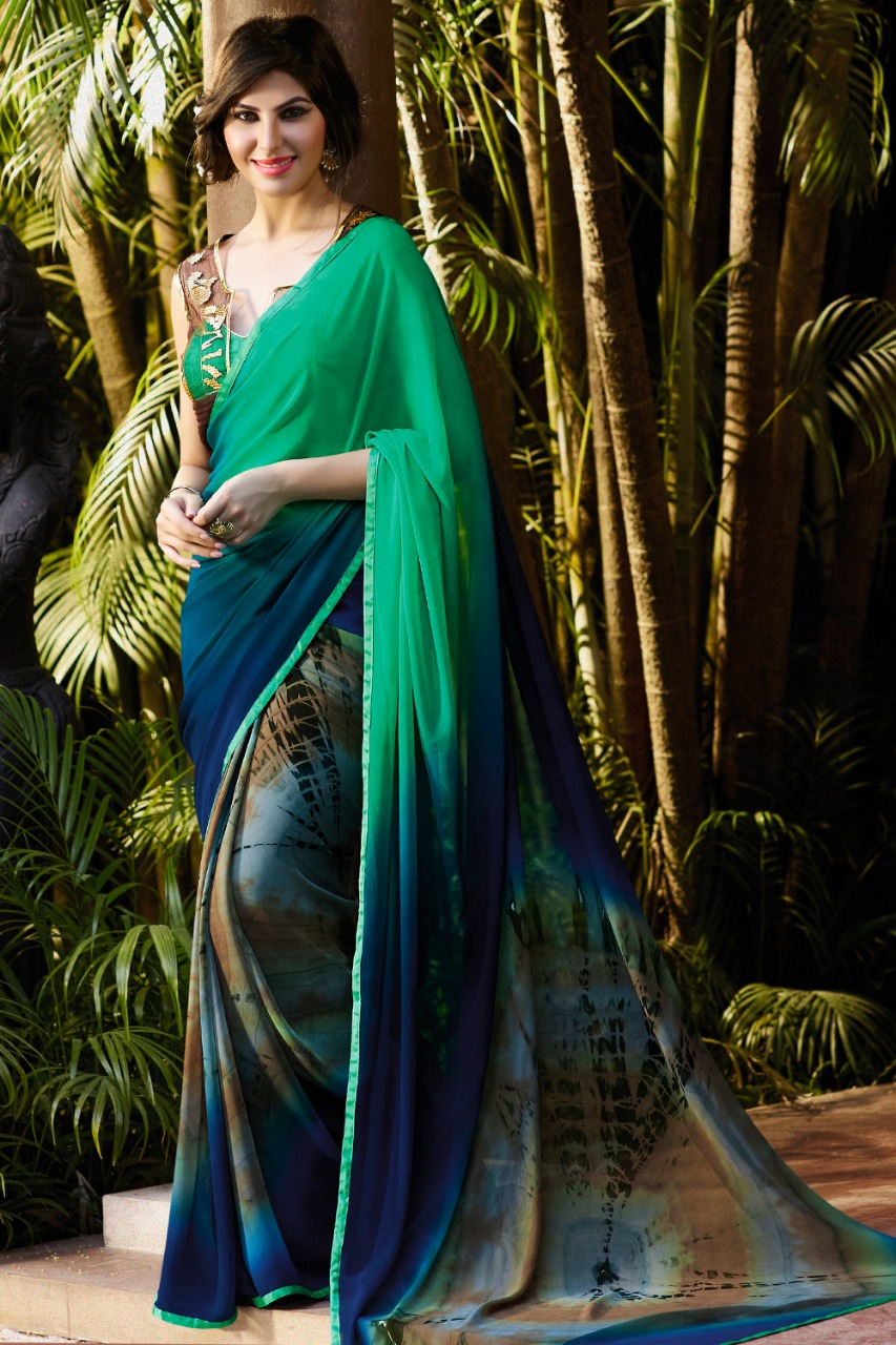 Sabya By Sanskar Tex Print Indian Traditional Wear Collection Beautiful Stylish Fancy Colorful Party Wear & Occasional Wear Georgette Printed Sarees At Wholesale Price