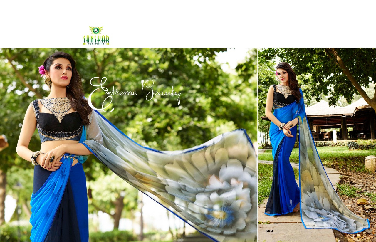 Sabya By Sanskar Tex Print Indian Traditional Wear Collection Beautiful Stylish Fancy Colorful Party Wear & Occasional Wear Georgette Printed Sarees At Wholesale Price