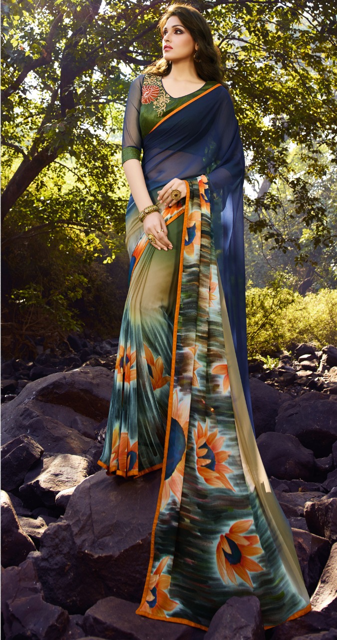 Sabya By Sanskar Tex Print Indian Traditional Wear Collection Beautiful Stylish Fancy Colorful Party Wear & Occasional Wear Georgette Printed Sarees At Wholesale Price
