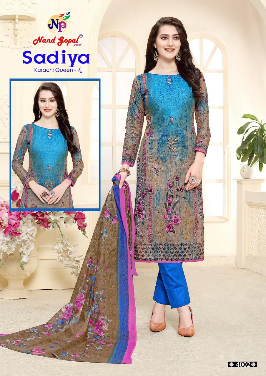Sadia Karachi Queen Vol-4 By Nand Gopal Print 4001 To 4010 Series Stylish Fancy Beautiful Colorful Casual Wear & Ethnic Wear Pure Cotton Printed Dresses At Wholesale Price