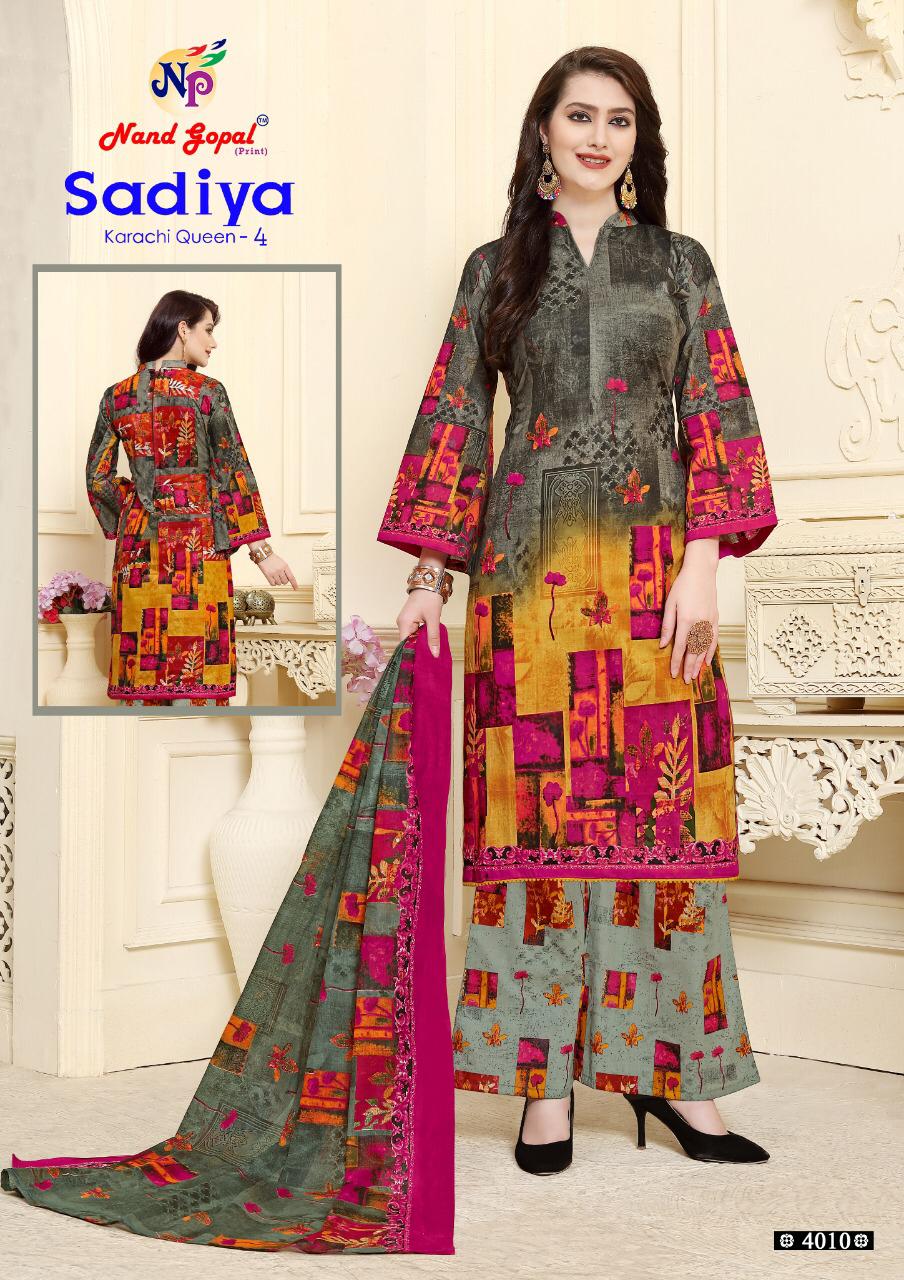 Sadia Karachi Queen Vol-4 By Nand Gopal Print 4001 To 4010 Series Stylish Fancy Beautiful Colorful Casual Wear & Ethnic Wear Pure Cotton Printed Dresses At Wholesale Price
