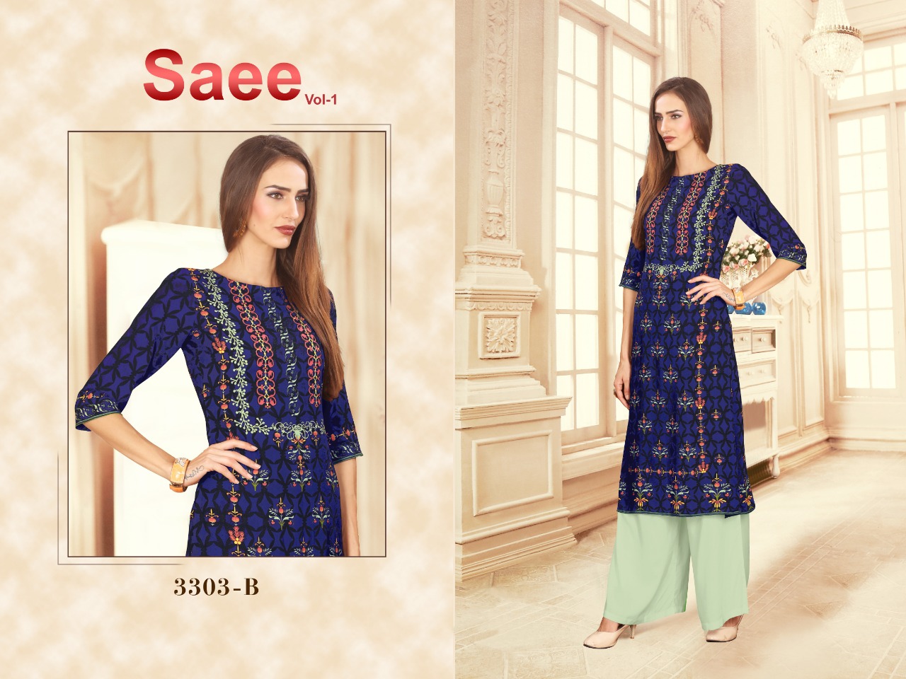 Saee Vol-1 By Ram Fashion 3301-a To 3310-b Series Beautiful Stylish Fancy Colorful Casual Wear & Ethnic Wear & Ready To Wear Rayon Cotton Digital Printed Kurtis With Bottom At Wholesale Price