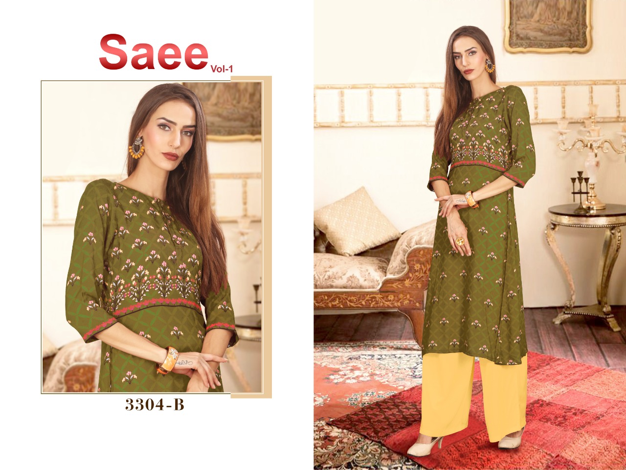 Saee Vol-1 By Ram Fashion 3301-a To 3310-b Series Beautiful Stylish Fancy Colorful Casual Wear & Ethnic Wear & Ready To Wear Rayon Cotton Digital Printed Kurtis With Bottom At Wholesale Price